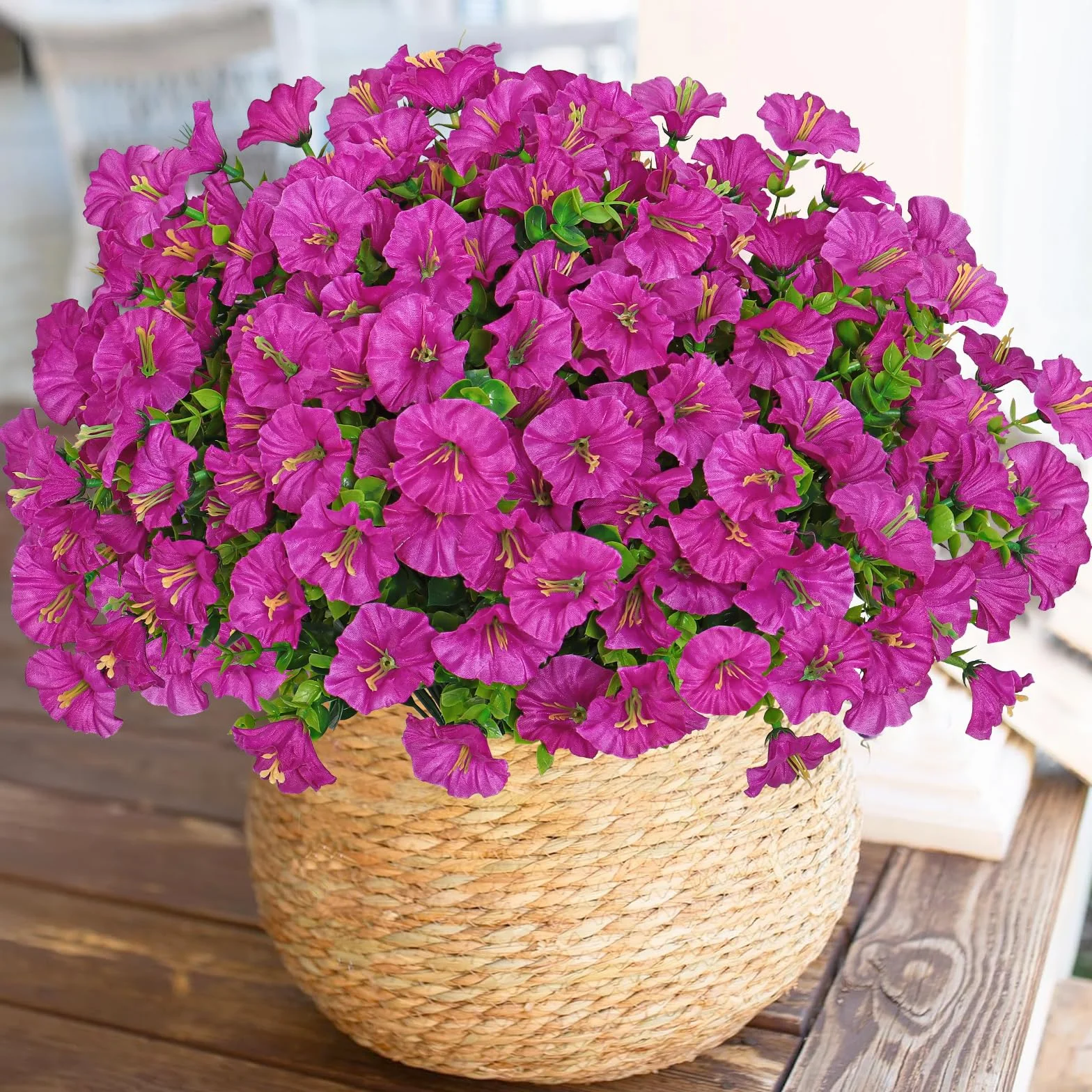 Weldomcor 10 Pezzi Flori da Esterno Artificiali Resistente ai raggi UV Fiori Finti Artificiale Arbusti Ramo Piante Artificiali per Patio Portico Finestra Scatola di Nozze Agriturismo Decor, Fucsia