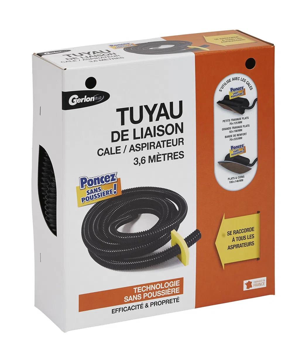Tubo di collegamento Gerlon per levigatrice aspirapolvere, 3.60 metri, Nero, Plastica, 0.4 kg, 1 pezzo