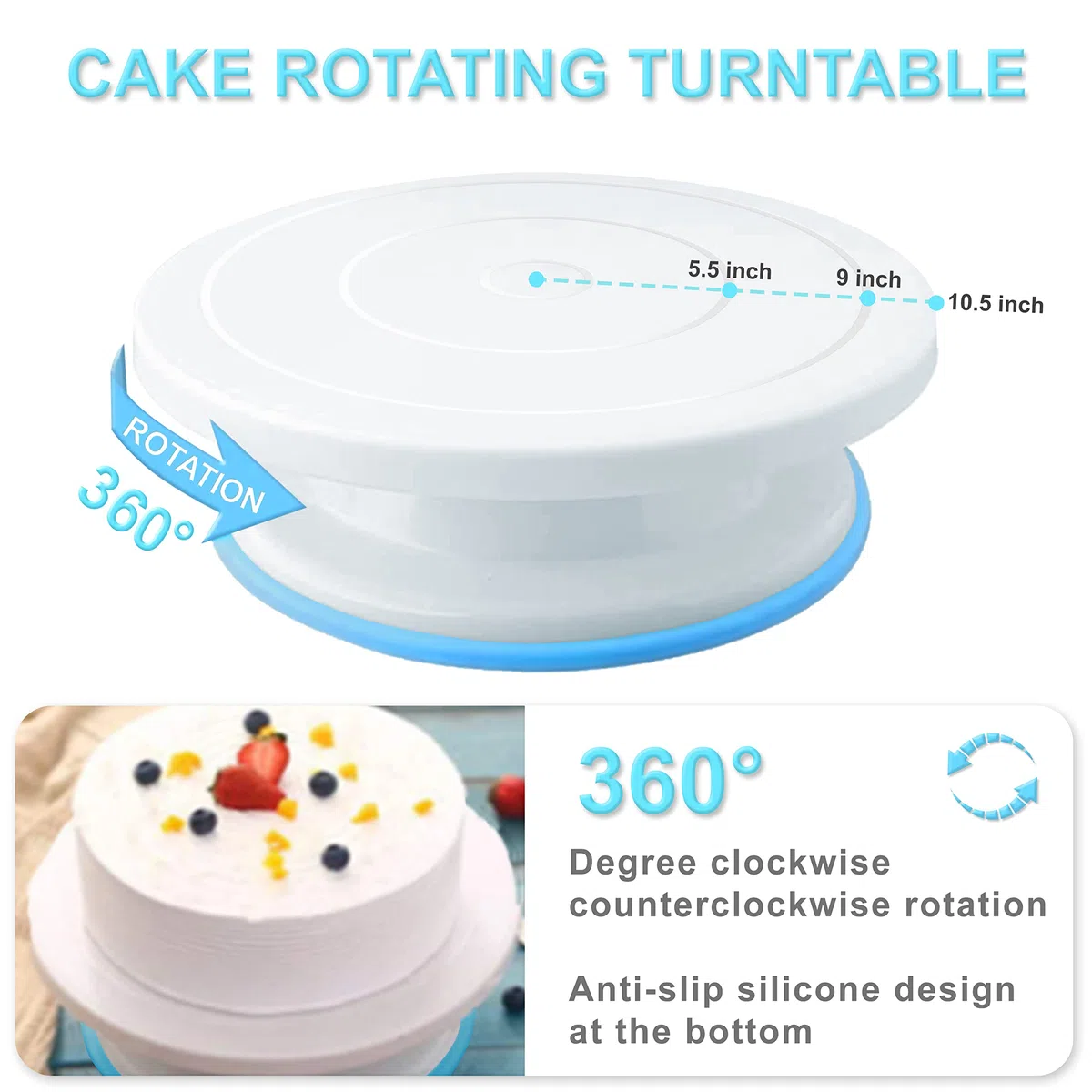 Piatto Girevole per Torte, Kit Pasticceria, Kit Pasticceria Professionale, Set Pasticceria, Pasticceria Accessori, Accessori Pasticceria, Bocchette Sac a Poche Professionali (255 Pezzi)
