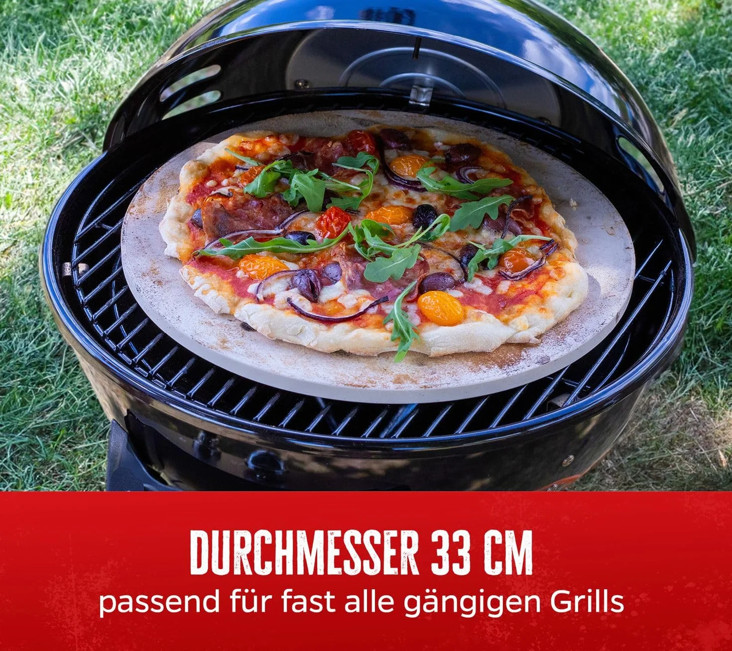Grillfürst Pietra per Pizza Rotonda in Cordierite - Piastra per Pizza per Grill e Forno, Pietra da Forno a Riscaldamento rapido per pizze croccanti, Ø 33 cm