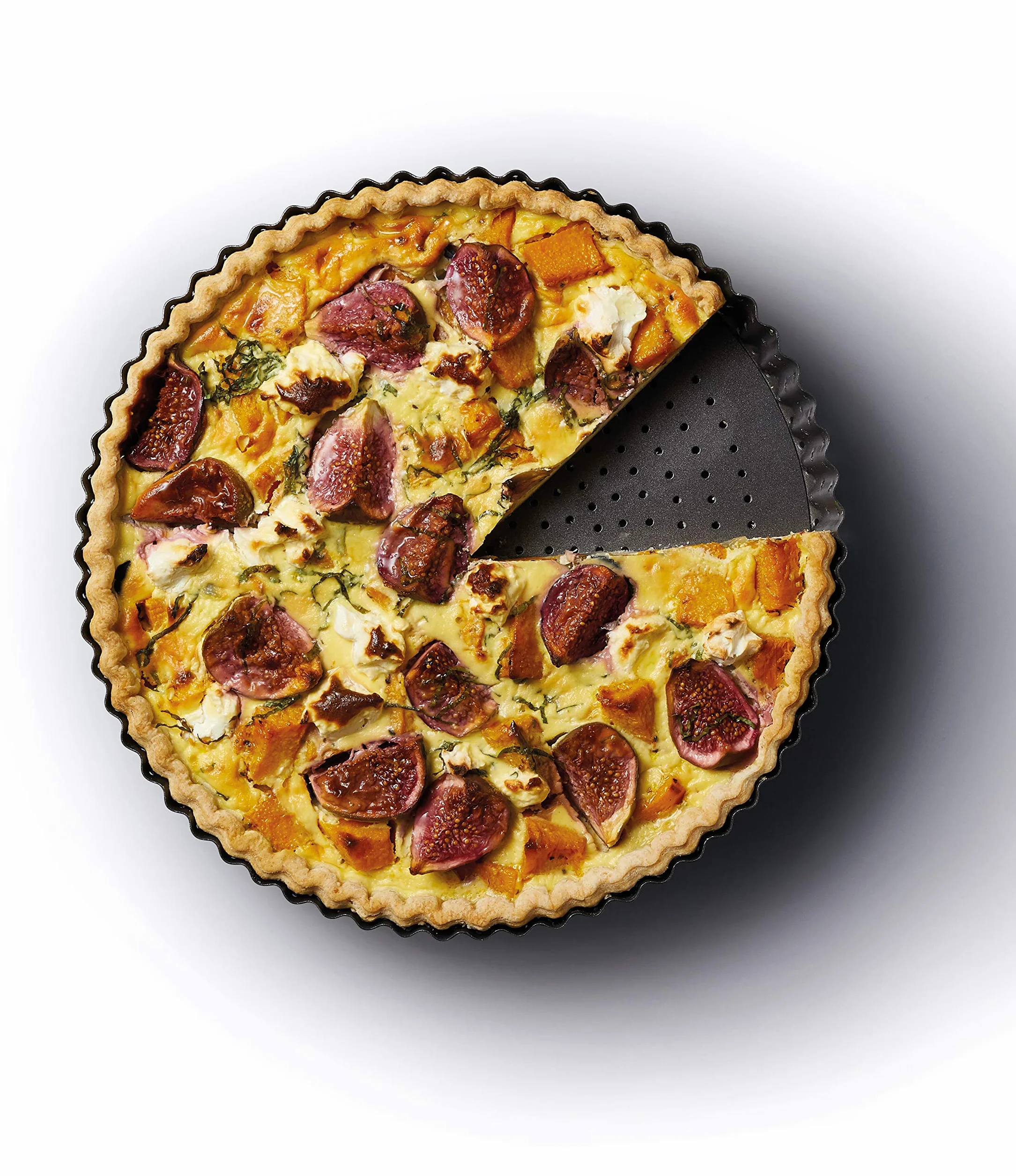 MasterClass Crusty Bake Teglia per Quiche Perforata con Base Rimovibile e Rivestimento Antiaderente, 23 cm - Grigio