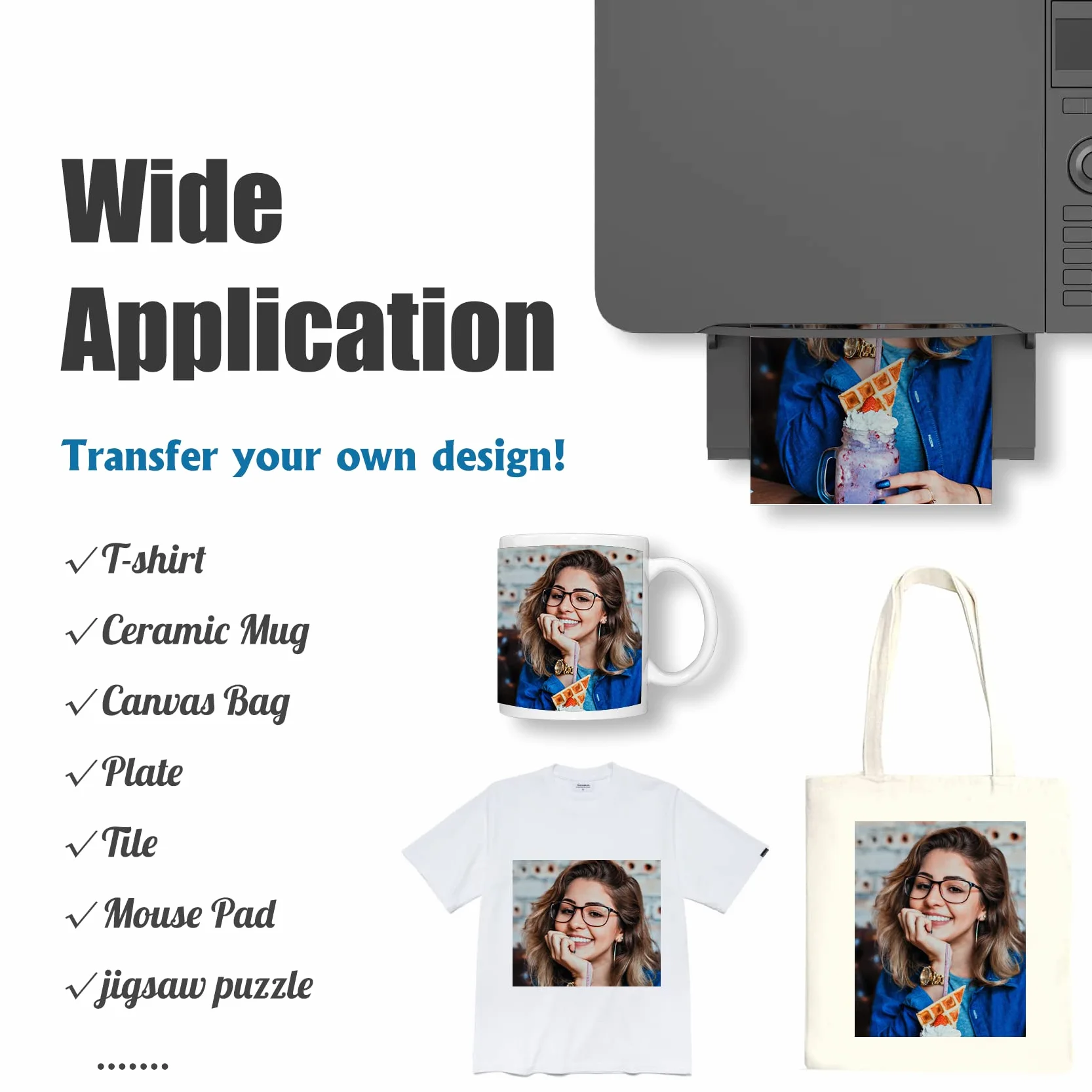 MR.R Carta per trasferimento di calore a sublimazione Premium per EPSON e Sawgrass 105 gsm A4 8.25''X11.69'', 100 fogli per confezione