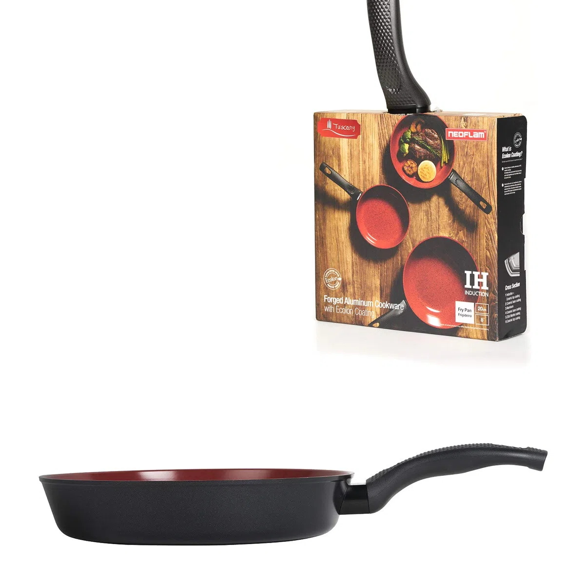 CLASSE ITALY, Padella antiadente cm 24, Antiaderente a 5 strati senza PTFE, PFOA, PFAS, 100% sicuro, Linea TUSCANY, per Induzione e Fiamma