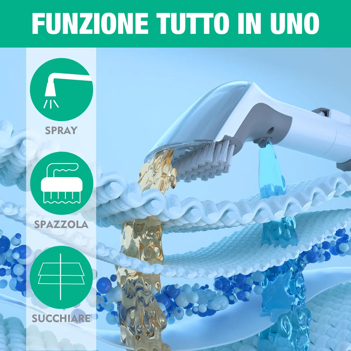 HAUSHOF StainZapper Pro - Lavatappeti Portatile 450W 11,5kPa, 1,5L lava tappezzeria ad Acqua con Detergente e Spazzola per Giunti, lava divano per Pulire Divano, Sedili Auto, Moquette e Tappeti