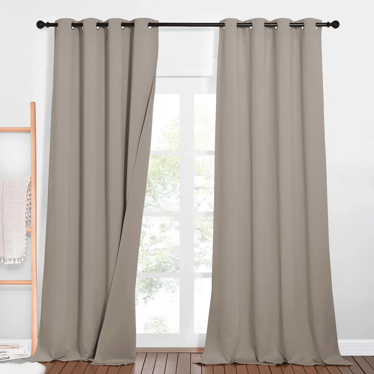 PONY DANCE Soundproof Curtains for Bedroom - Set di 2 tende oscuranti a tre strati con occhielli, isolanti e freddi, 240 x 132 cm, colore: sabbia