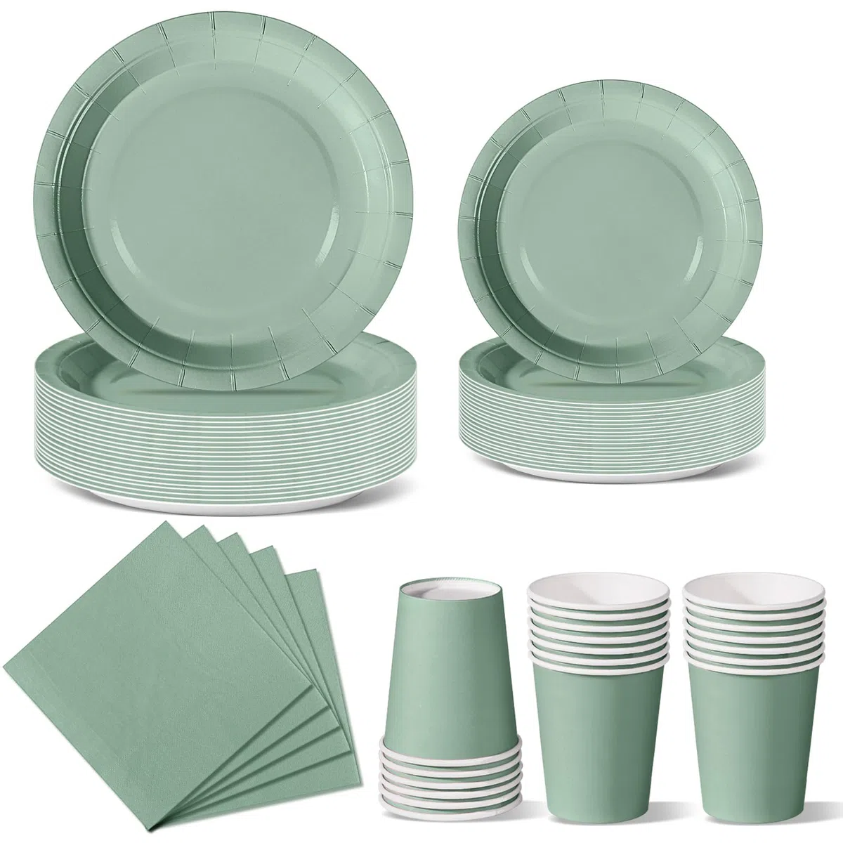 Nkaiso Stoviglie per Feste 96 Pezzi Verde Erba Festa della Addobbi Ragazza di Compleanno dei Dambini Articoli per Feste Set Include Piatto Usa e Getta di Carta Party Tazze Tovaglioli -24 Ospiti