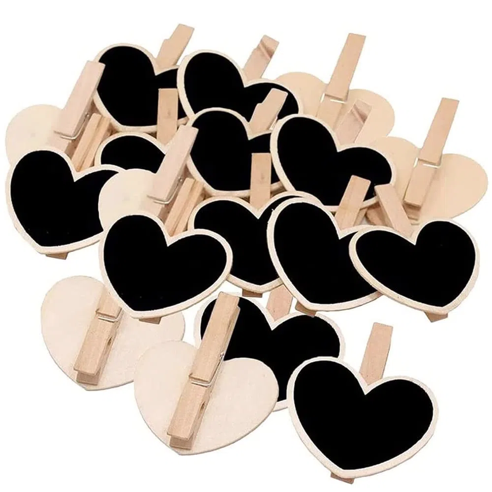 Kanyka 30 Mini lavagna legno messaggio Piccola Lavagnette Segnaposto Lavagna Legno Clip come targhetta Per Promemoria, Segni Numero Tavolo, Matrimonio, Bar, Etichetta Alimentare, Decorazioni Per Feste