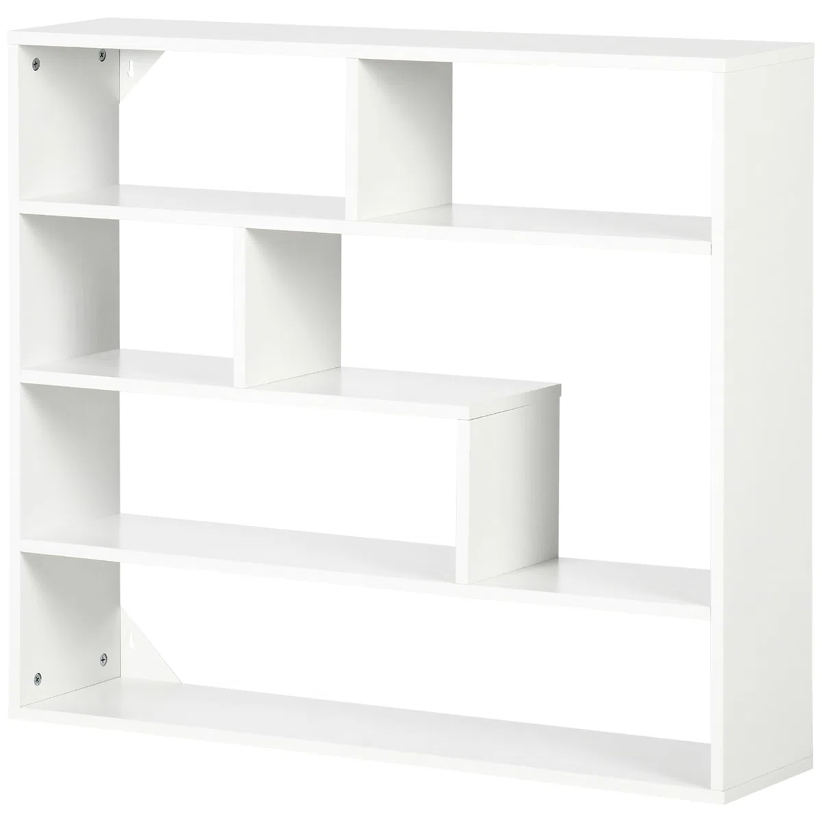 HOMCOM Libreria a Muro Moderna a 4 Livelli, Scaffale in Legno Salvaspazio,Mensola da Muro per Salotto e Ufficio, 94x19.5x80cm, Bianco