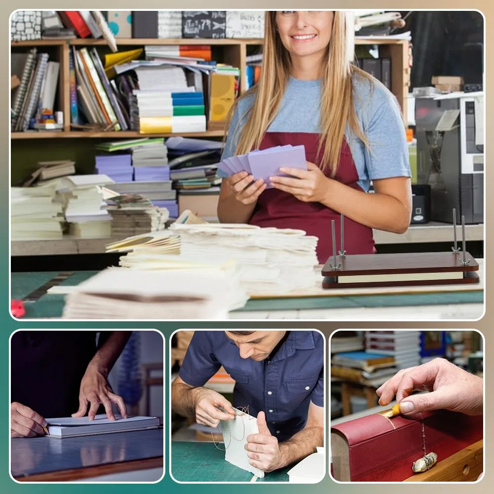 BENECREAT Kit di Rilegatura di Libri Da 30x20 cm, Pressa Portatile In Legno Marrone Cocco per Libri, Rilegatura Rettangolare per Forniture di Libri per Rilegatura Fai-Da-Te