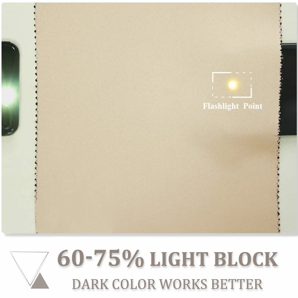PONY DANCE Tende Corte Oscuranti per Interni Tende Termiche Isolanti Camera da Letto per Finestre Piccole con Anelli 2 Pezzi L 90 x A 120 cm, Beige