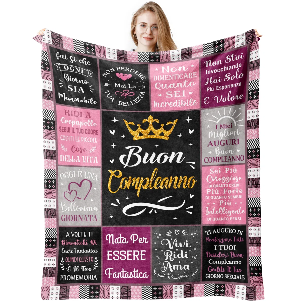 Regalo Donna Compleanno, Buon Compleanno, Regalo Migliore Amica Compleanno, Happy Birthday, Regalo Di Compleanno Migliore Amica/Mamma/Figlia/Sorella/Ragazza/Moglie, Idee Regalo Coperta 150x130CM