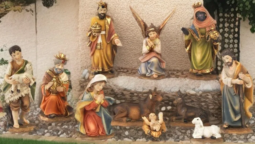 Paben - Statuette del presepe natività da 7 cm, 11 personaggi in resina