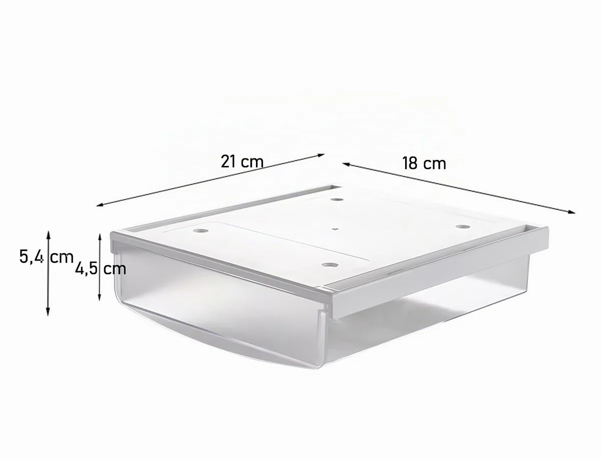 TUKA-i-AKUT 2X 1,7L Cassetti Sotto Scrivania, 21x18x5,4cmcm Autoadesivo Nascosta Cassetto Sottostruttura per Scrivania/Mobile/Libreria/Mobile da Cucina ecc. 2 Unità Glassato Traslucido TKD8608