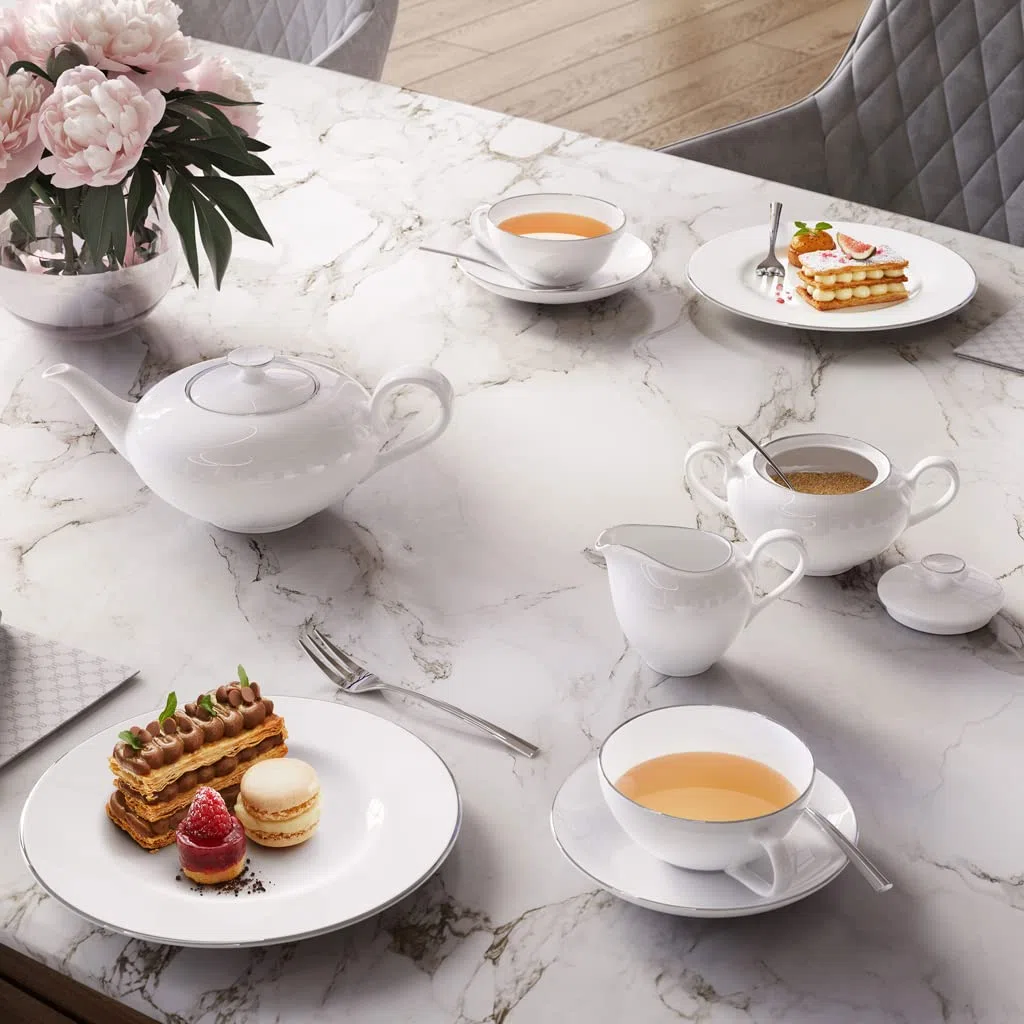 Villeroy & Boch Anmut Platinum No1 Piatto Dessert, 22 cm, Porcellana Bone China, Multicolore, 22.5x22.6x7.6000000000000005 cm