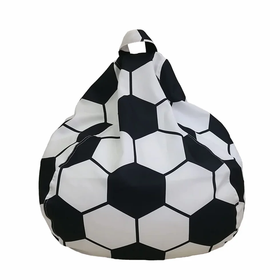 Highdi Sacco Poltrona Pouf Grande per Bambini Adulti Sedia Sacchetto Sacco di Fagioli,Poltrona a Sacco No Filling con Doppia Zip per Camera e Salotto (90x110cm,Calcio)