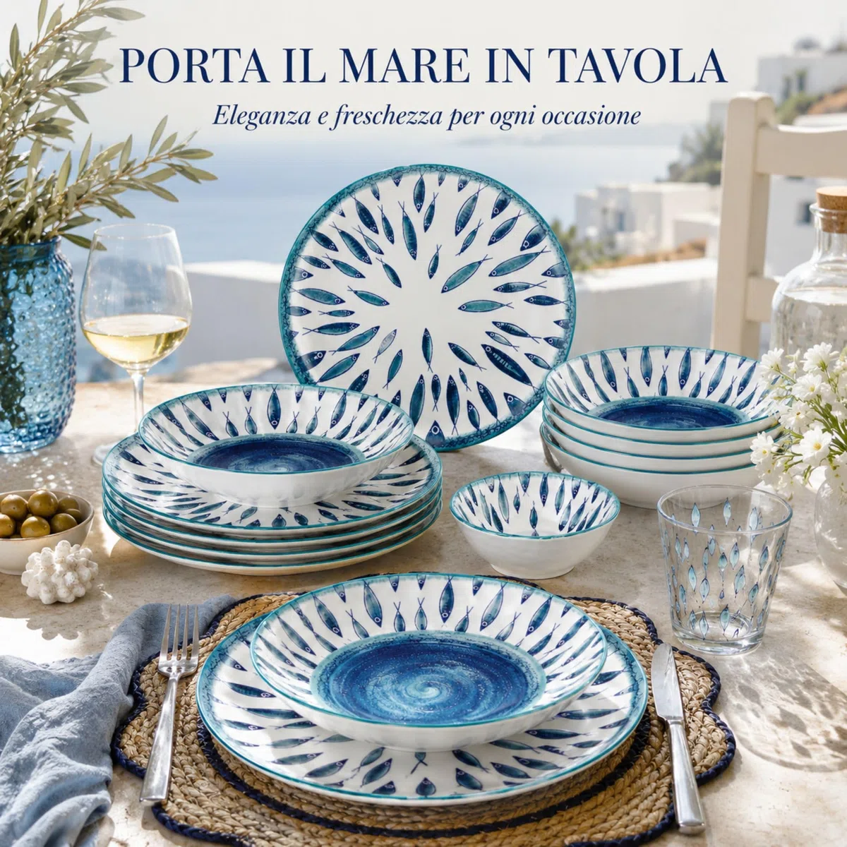 NAMAI - Servizio Piatti 6 Persone, Porcellana Resistente, Adatti In Lavastoviglie e Microonde, Colori Vivaci, Set Piatti 12 Pezzi, Idea Regalo