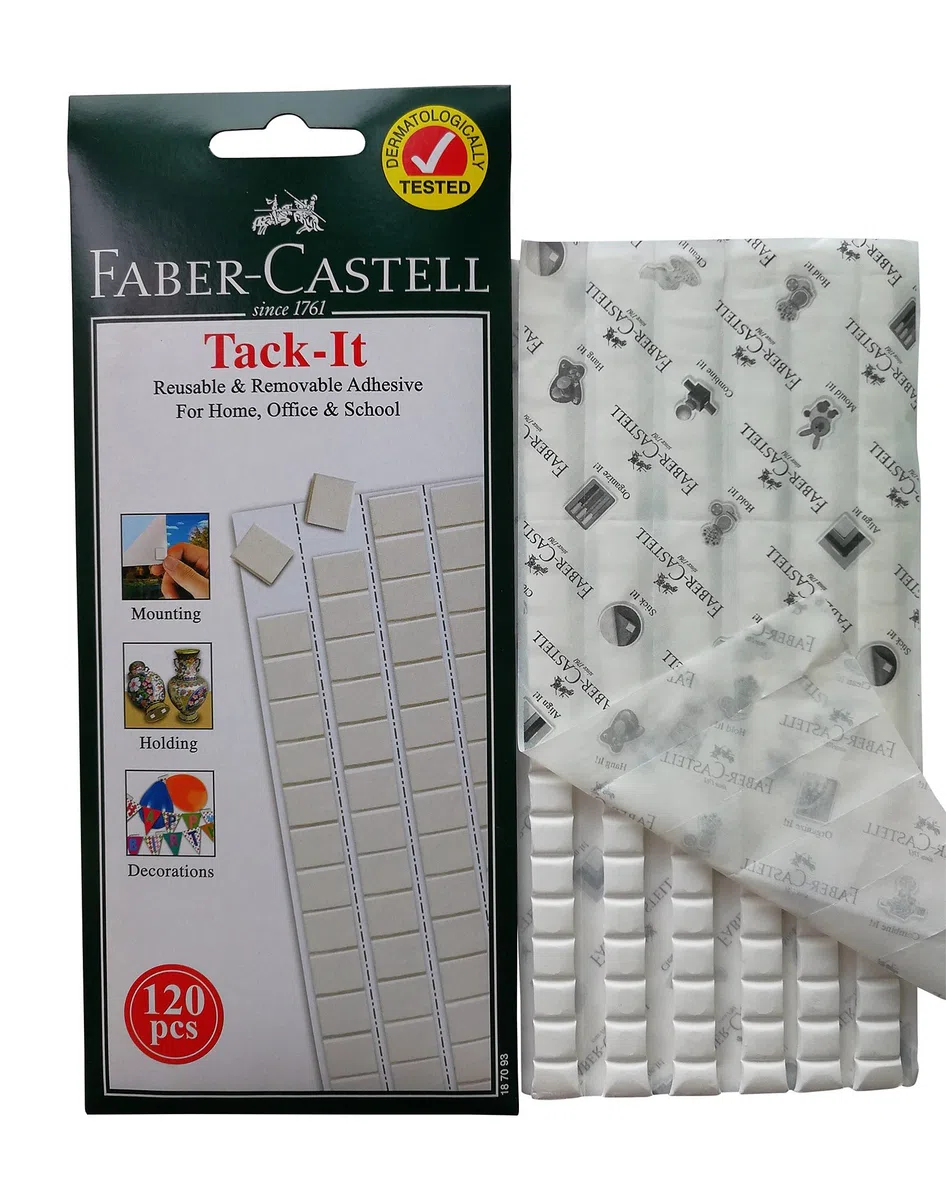 Faber-Castell - Pasta adesiva riutilizzabile e rimovibile, sicura per le pareti (bianco, confezione da 120 pezzi)