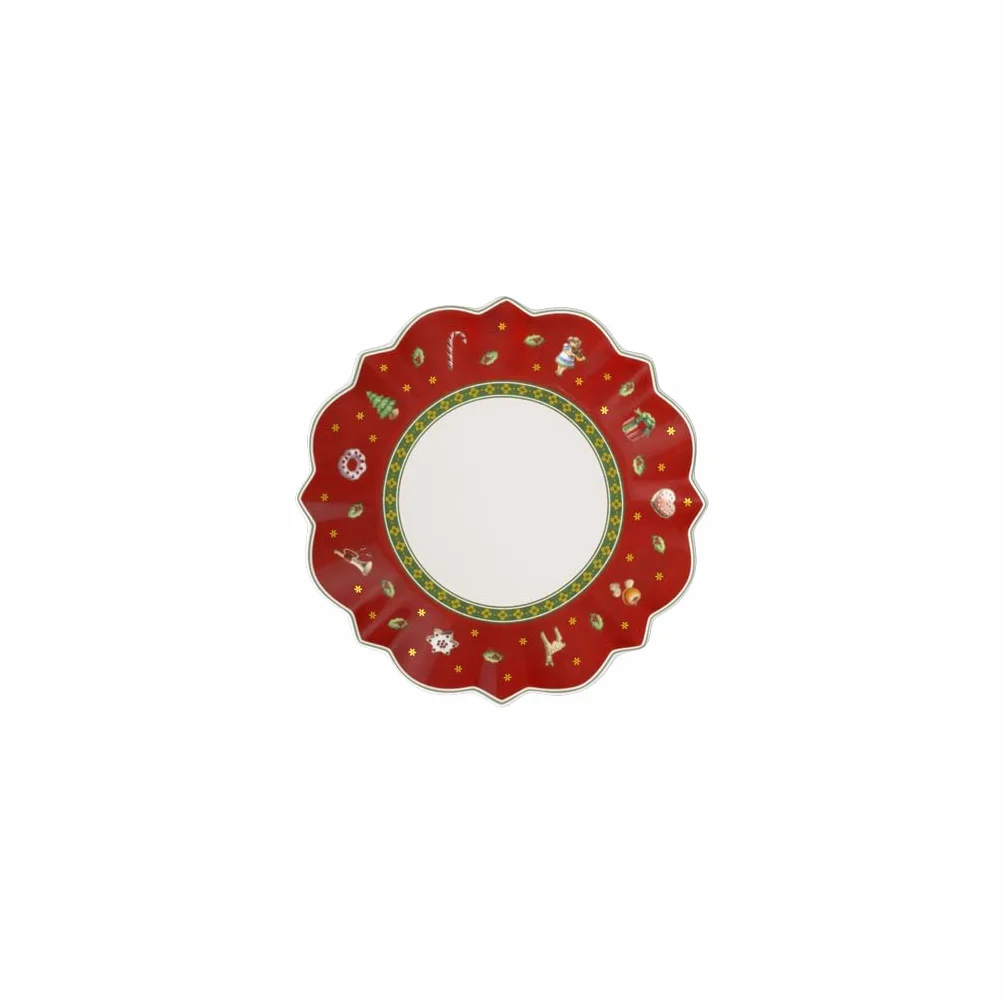 Villeroy & Boch, Toy's Delight Piatto da Pane Rosso e Bianco, Adatto per Microonde, Decorazione Natalizie, Piatto, Stoviglie, Piatto Natale, Piatto Ceramica Natale, Porcellana Premium