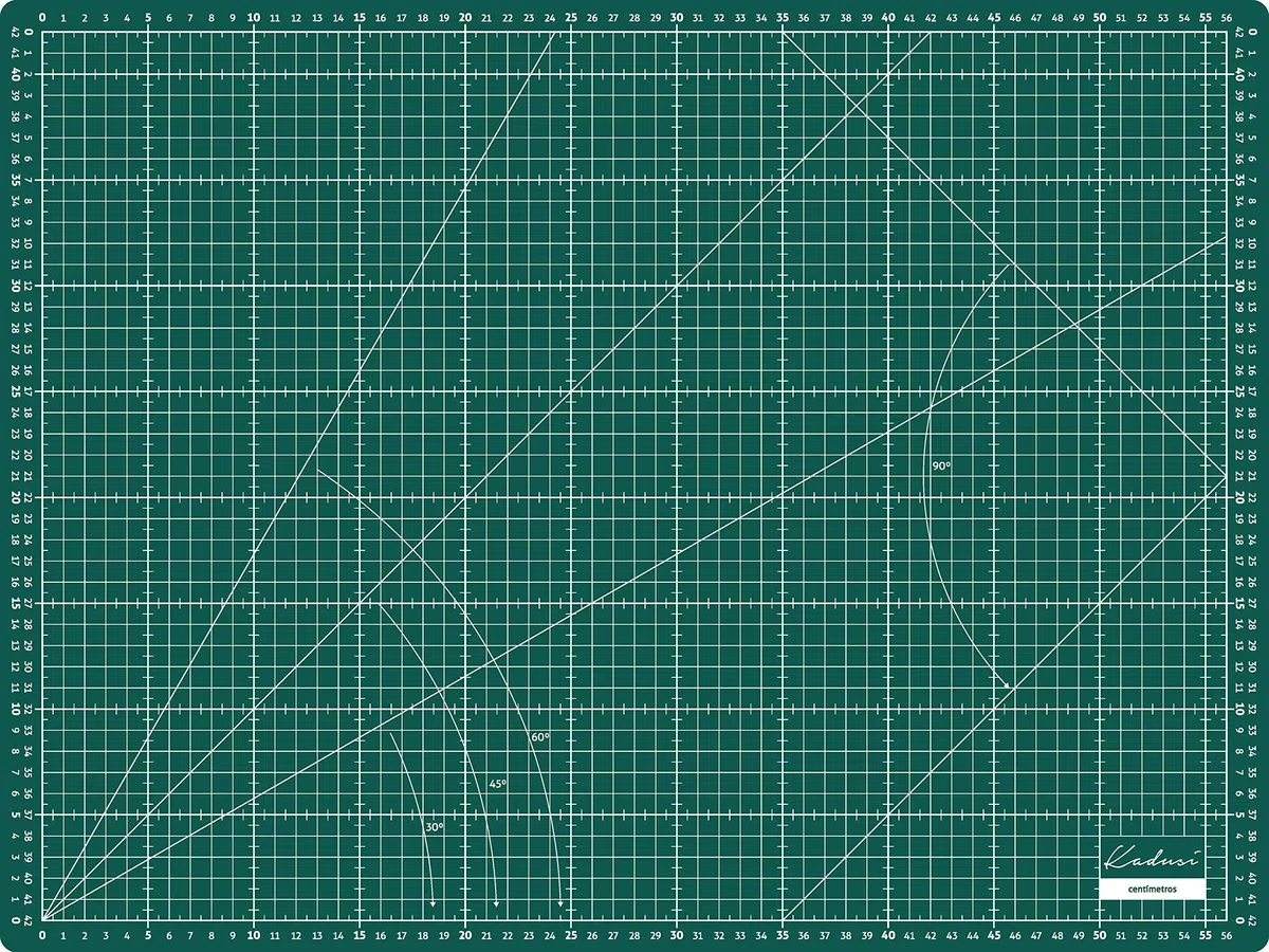 Base di taglio 60 x 45 cm (A2) 3 mm di spessore su CENTIMETRI e POLLICI auto cicatrizzante per artigianato come patchwork, scrapbooking, modellismo e altri - Kadusi