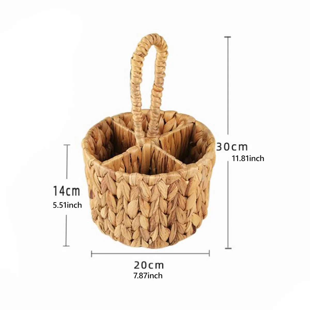 Cesto portaposate in vimini, portaposate in giacinto d'acqua, organizer per utensili da cucina