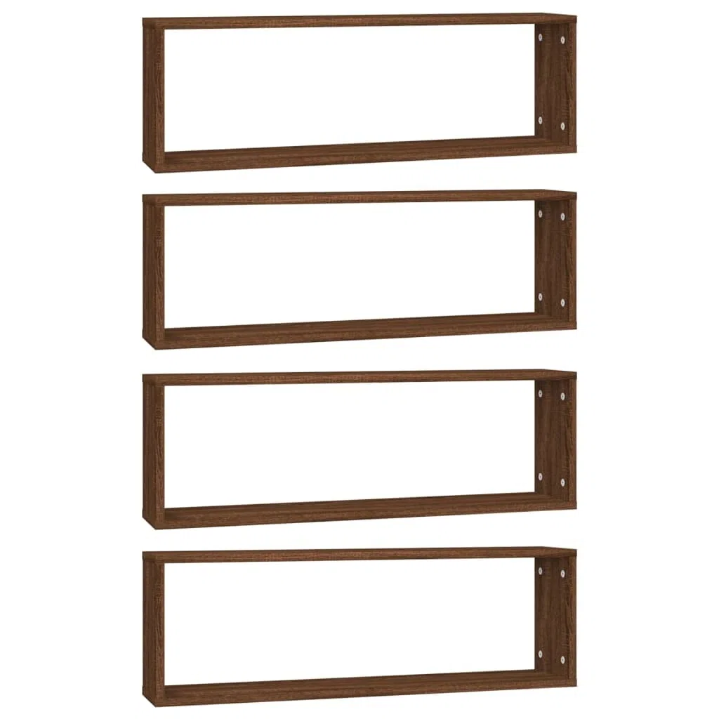Generico Mensole Muro Cubo 4 Rovere Marrone 80x15x26,5 Legno Multistrato,Scaffalature,Scaffali e mensole per pareti-815922
