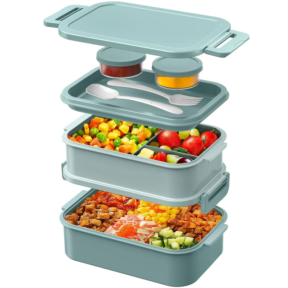 WayEee Contenitore per il pranzo per adulti, 2130 ml, grande, a prova di perdite, senza BPA, per ufficio, scuola (verde)