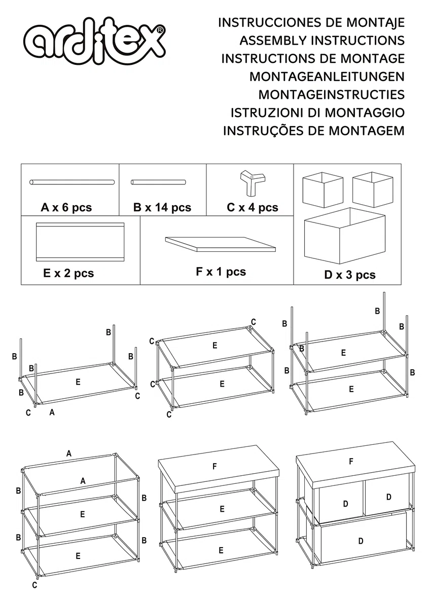 ARDITEX ZK16162 ZASKA Scaffale Unicorno con 3 Vasi Tessuti, 53 x 30 x 60 cm