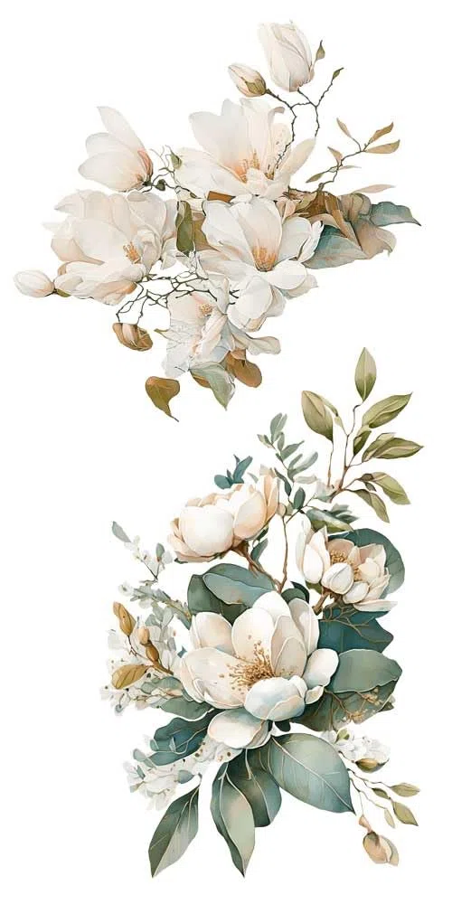 Papers For You - Trasferimenti decorativi per artigianato e mobili/adesivi di trasferimento decorativo/15 x 30 cm 6"x 12" 4 fogli (Magnolie)
