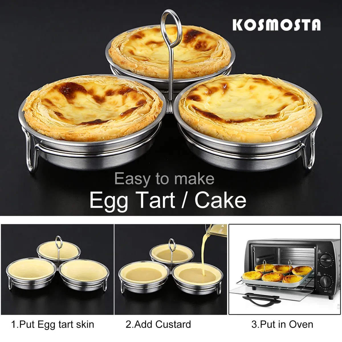 Inserto per uova in camicia in acciaio inossidabile, 3 tazze rimovibili con griglia centrale per pentole, padelle, padelle e pentole a pressione, per cuocere uova in camicia resistente alla