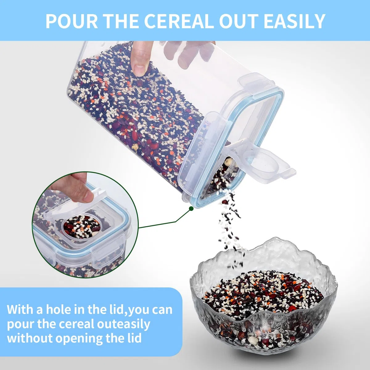 8 Contenitori Ermetici per Alimenti,scatola ermetica per alimenti, scatola alimentare in plastica per cucina, conservazione degli alimenti per farina, cereales