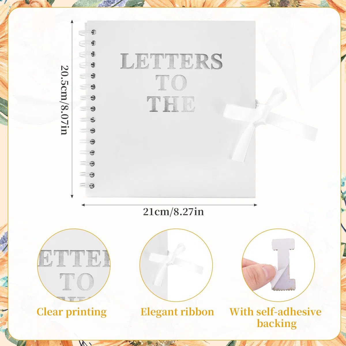 Penitue 21x20,5cm Kit Scrapbook Letters to the Bride, Libro Ricordi Nozze Libro degli Ospiti Bianco Sposa Album Fotografico con Adesivi Lettere Metalliche e Perle e Fiocchi Regalo Bridal Shower