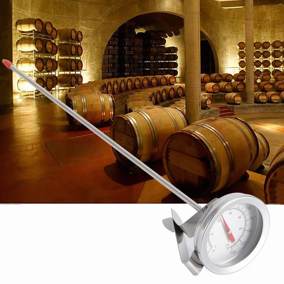 Termometro per Birra Fatta in Casa Termometro con Quadrante a Sonda Lunga in Metallo da 12 Pollici con Clip per L'ebollizione della Cottura del Vino E della Birra