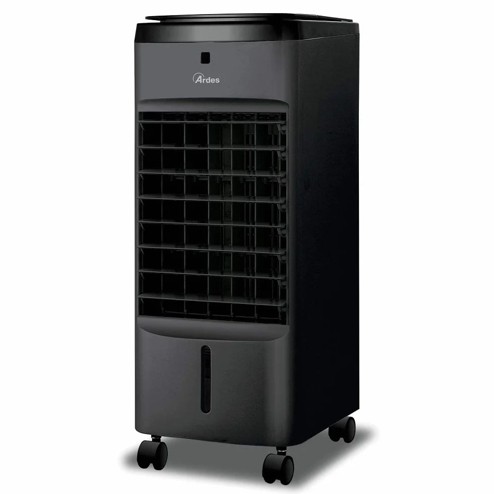 Ardes AR5AMR08 Penny Raffrescatore Evaporativo d'Ambiente con Ruote Digitale Timer e Telecomando capacità Serbatoio 4 L, Nero