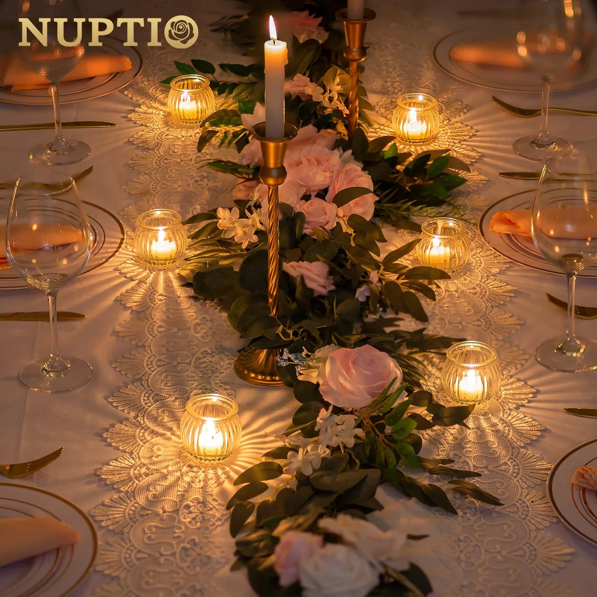 NUPTIO Portacandele in Vetro: 12 Pezzi Chiaro Zucca Natale Tea Light Titolari Piccolo Nervato Cristallo Tea Candle Matrimonio Centrotavola per le Tabelle Ornamenti di Natale