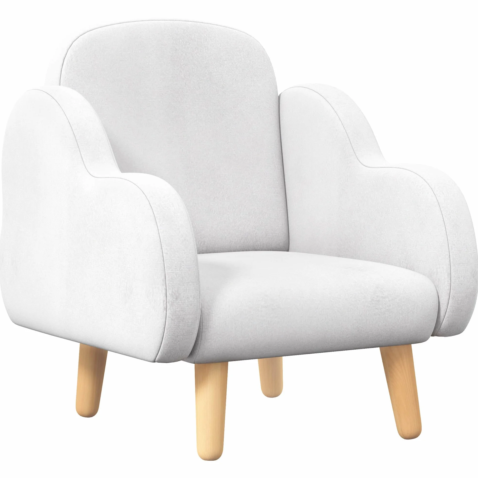 ZONEKIZ Poltroncina per Bambini Stile Scandinavo con Braccioli a Nuvola, Poltrona Piccola per Bambini fino a 3 Anni in Tessuto, 46x51x55 cm, Bianco