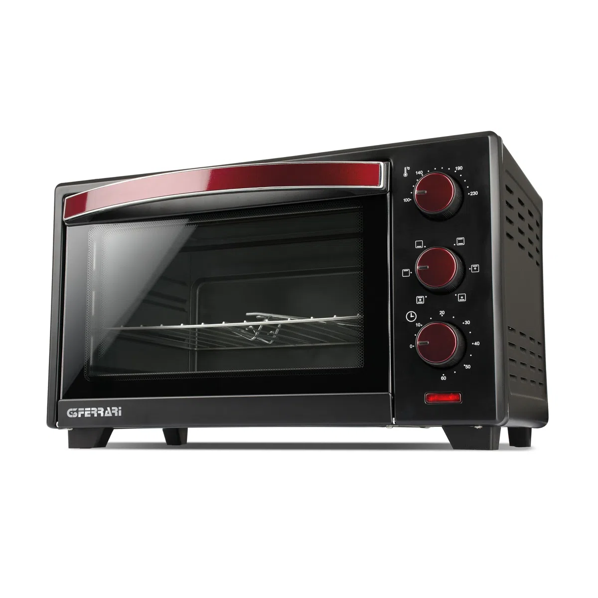 G3 Ferrari G10135 Forno Elettrico Ventilato "Il Moro 20 Plus",1380W, 20 Litri, 100-230°C, Antiaderente, Nero/Rosso
