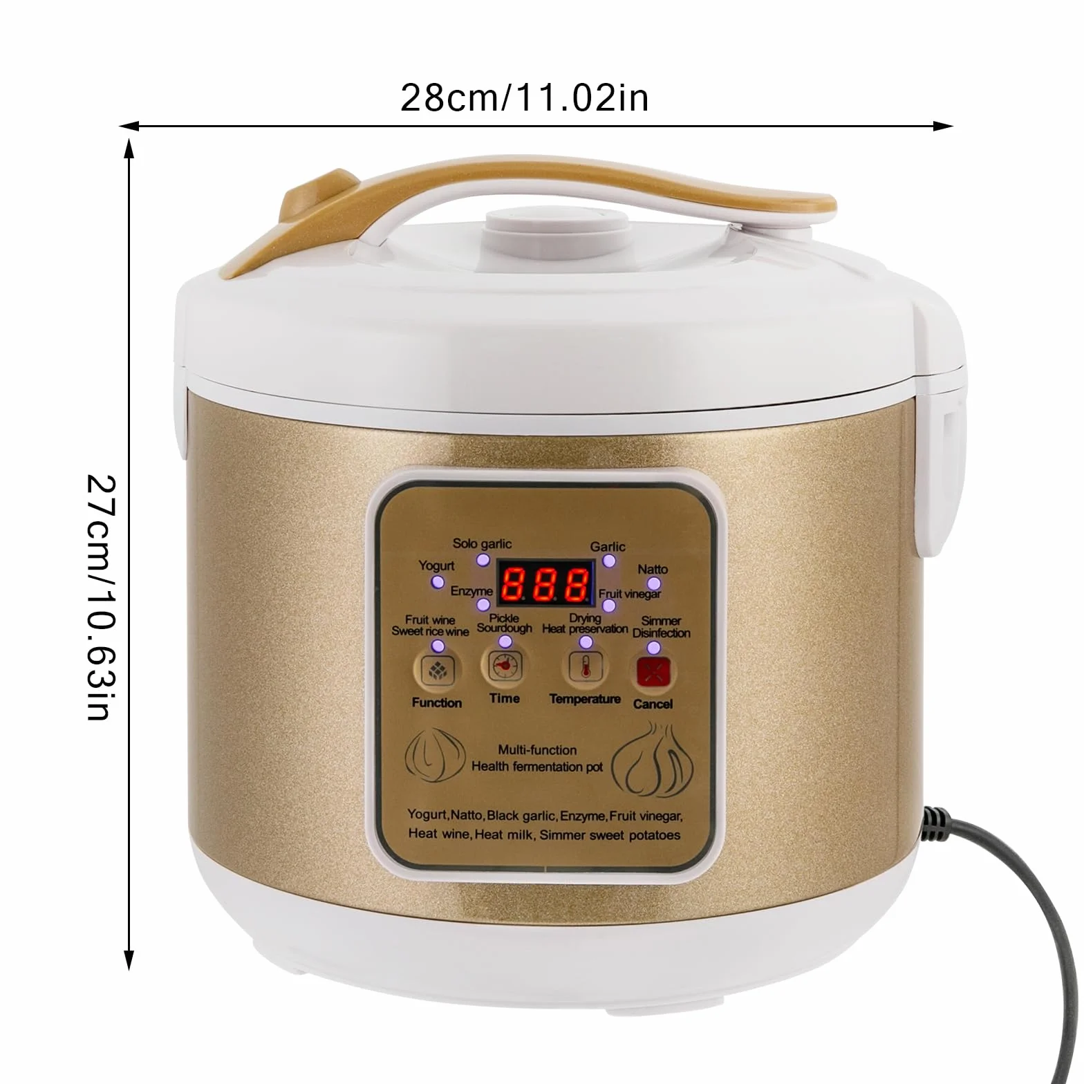 Macchina per yogurt da 6 l, completamente automatica, intelligente fermentatore di aglio nero – Macchina di fermentazione multifunzionale per Natto, vino di riso dolce, Kimchi, 90 W