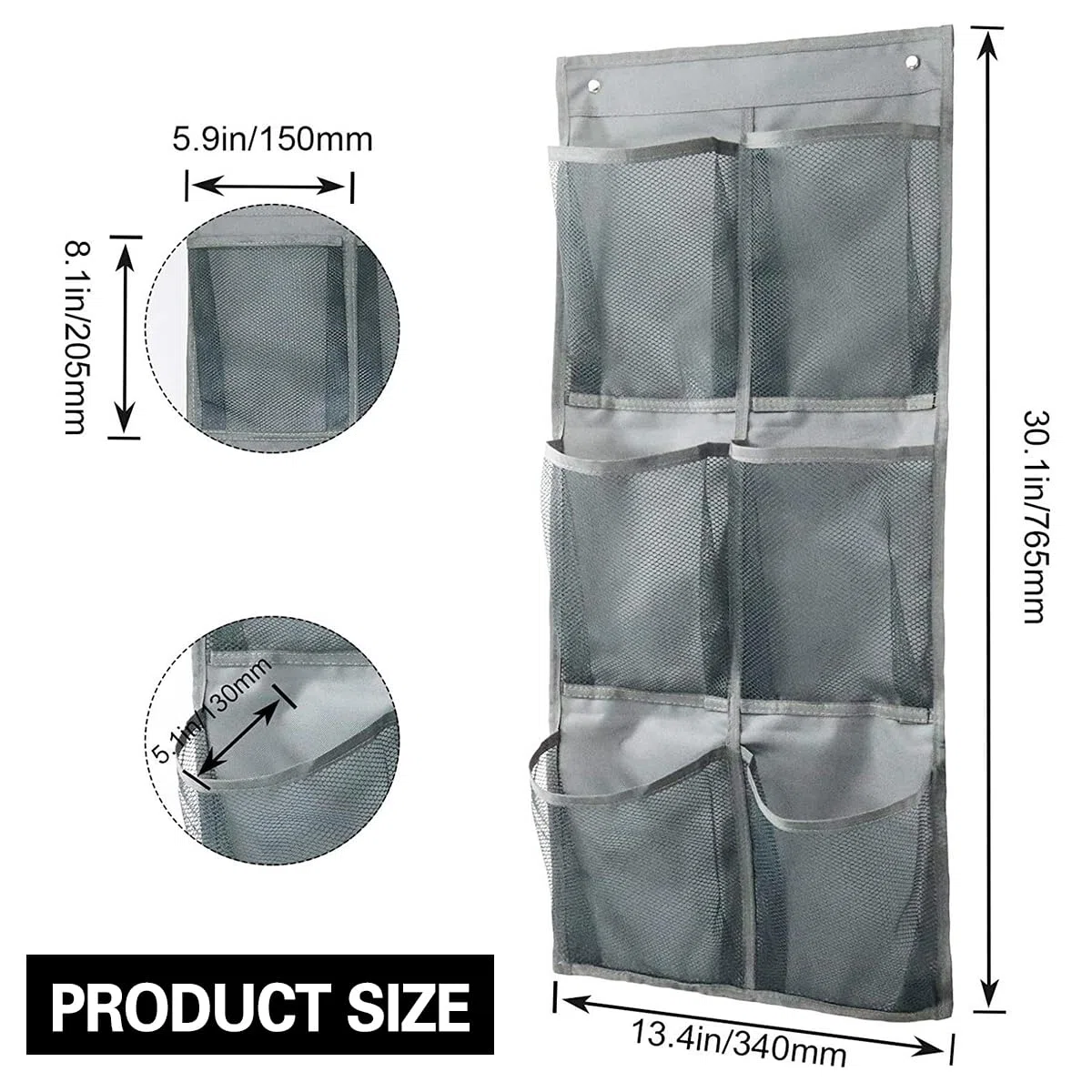 Organizer per scarpe da campeggio, per camper, senza forature, organizer da appendere per armadi, porte, camper, 6 grandi tasche a rete, non tessuto