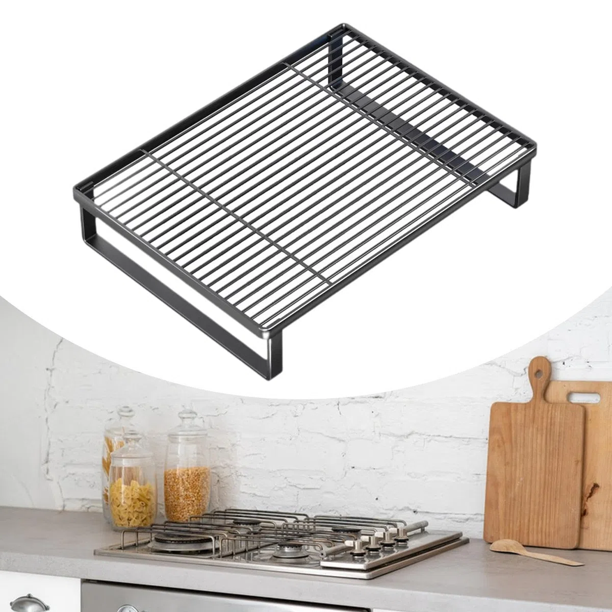 Homyl Supporto per Forno a Microonde da Appoggio per Piano Cottura a Gas da Cucina per Armadio Fornello
