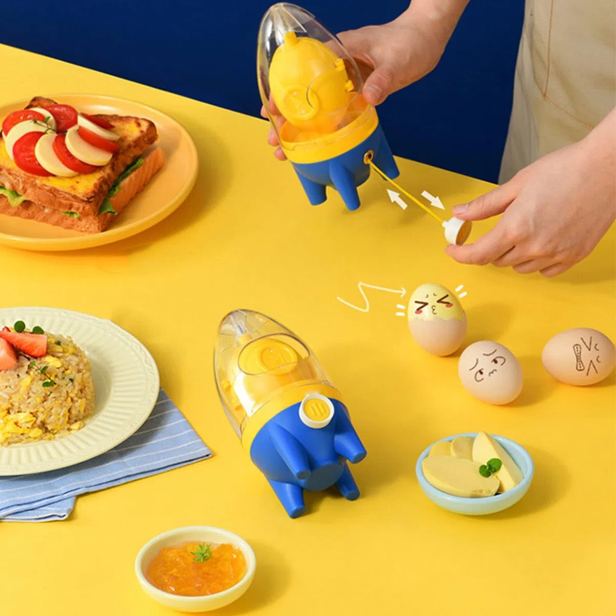 Sbattiuova Manuale, Scrambler per Uova Scrambler in Silicone Frusta Albume D'uovo E Tuorlo Frullatore per Uova Scrambler per Fare Uova d'oro Sode(Giallo)