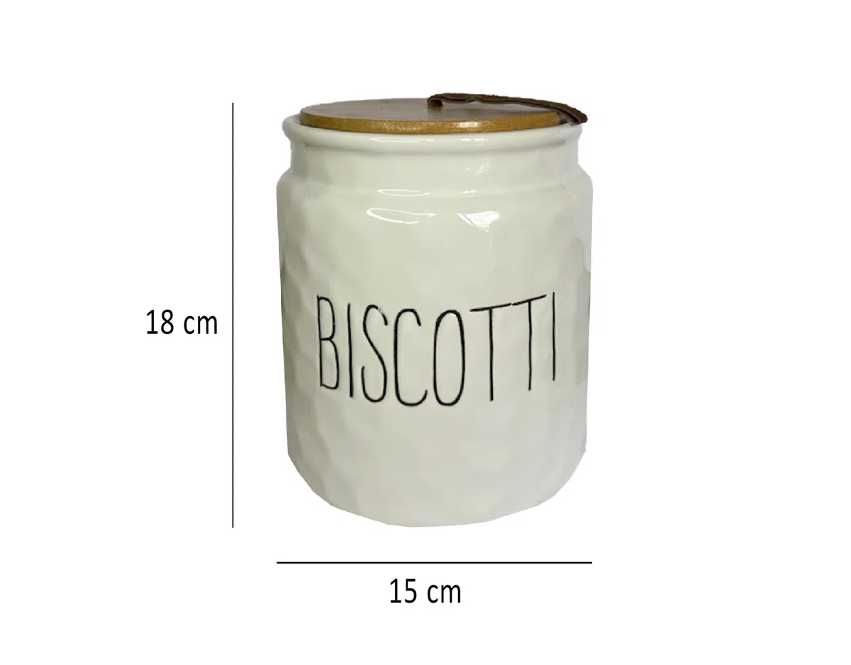Barattolo Biscottiera, Porta Biscotti, Contenitore Cucina, in Ceramica Effetto Martellato, Tappo in Legno