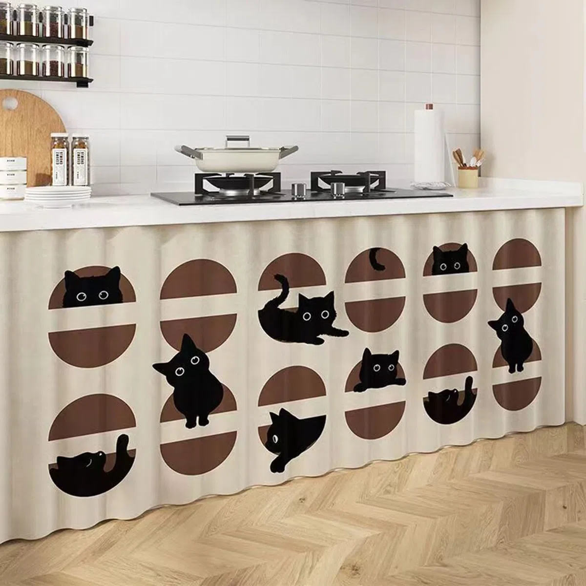BLUEZY Tende Cucina, Breve Finestra Tenda, Tendina sotto Lavello Cucina, Tende per Mensole, Tende per Mobili con Binari di Scorrimento Autoadesivi per dell'Armadio Antipolvere A7,W80*H70cm