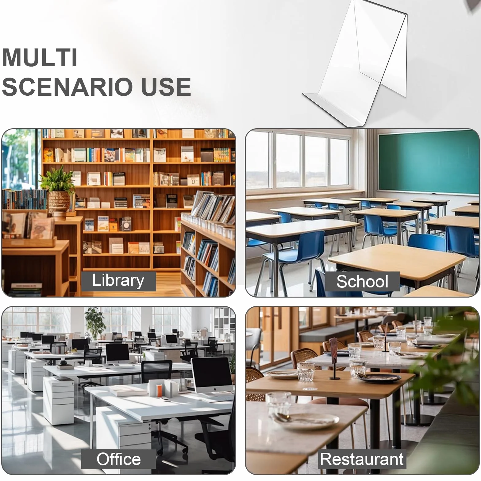 6 supporti per libri in acrilico trasparente, espositore per libri, telefoni, quaderni, opere d'arte, spartiti, opuscoli e altri piccoli oggetti (12)