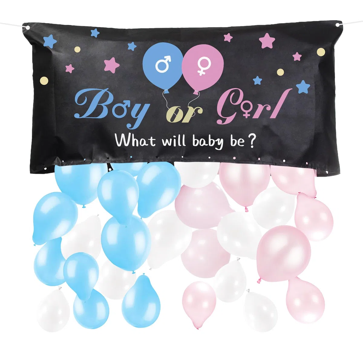 BLOOWIN Gender Reveal Giochi - Kit Baby Shower Con Borsa per Palloncini Party Boy or Girl - Balloon Drop Bag