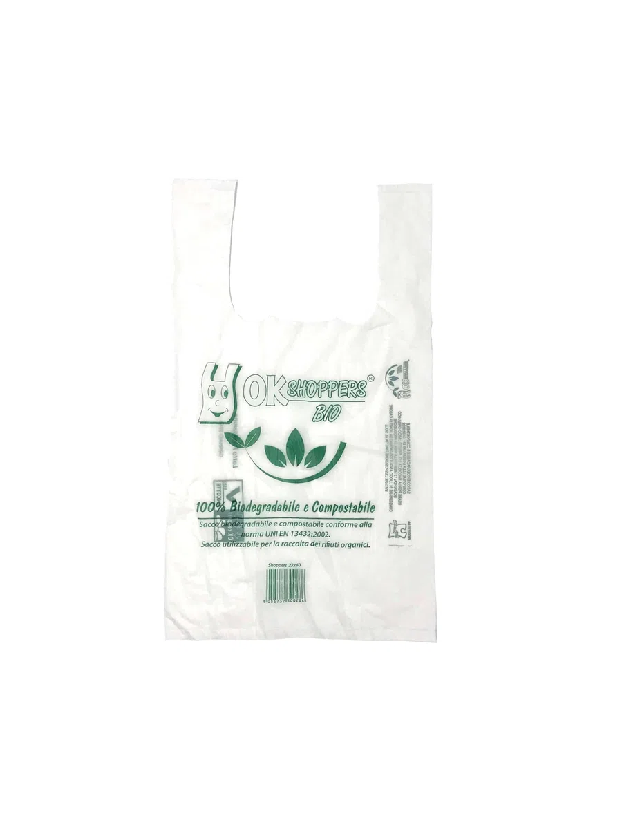 NAZUSA Shopper Biodegradabili Compostabili cm 27+16x50 - Scatola da 500 sacchetti, a Norma EN13432