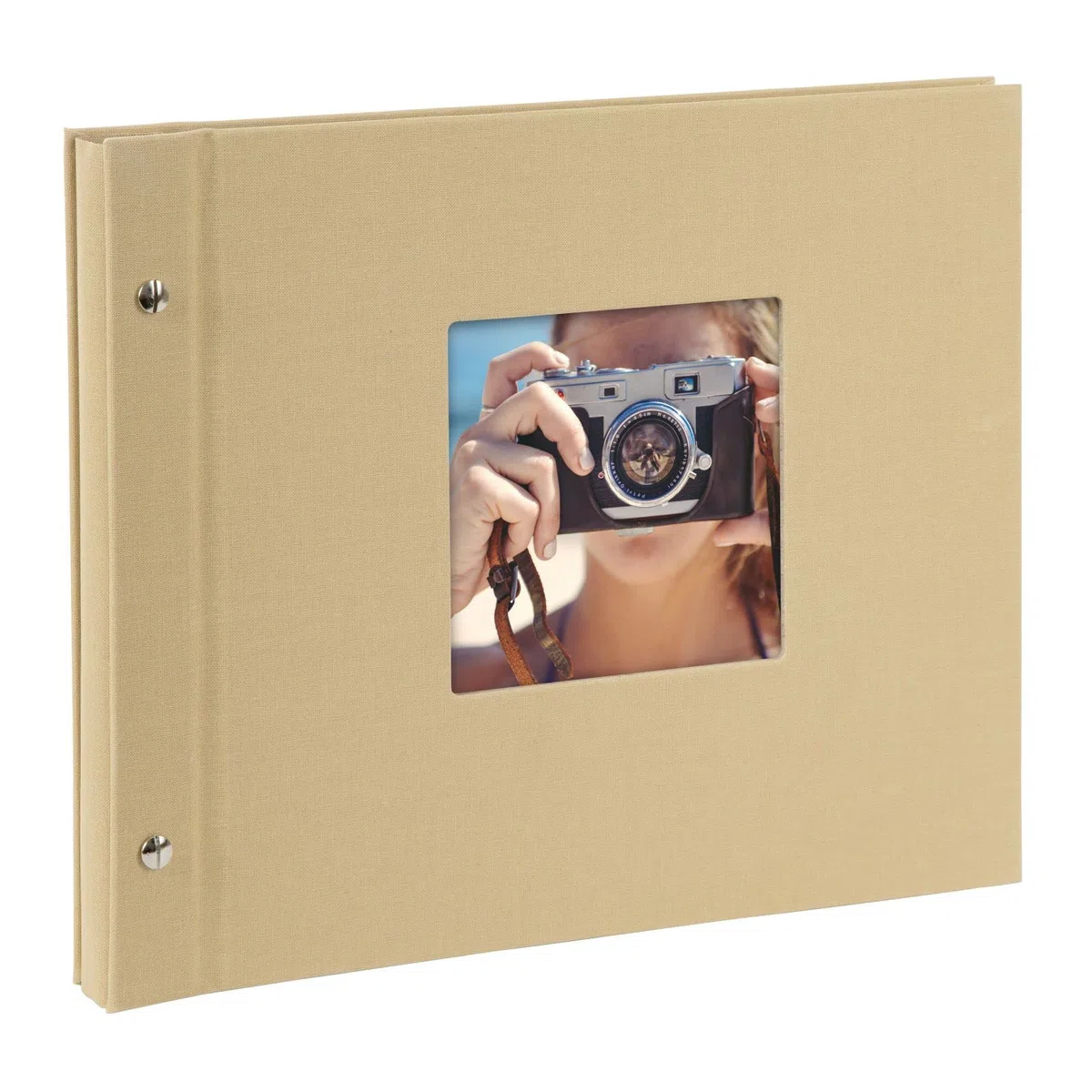goldbuch Bella Vista 26 646 - Album fotografico a vite, 30 x 25 x 2 cm, 40 pagine bianche, copertina in lino, con finestra, colore: Marrone chiaro