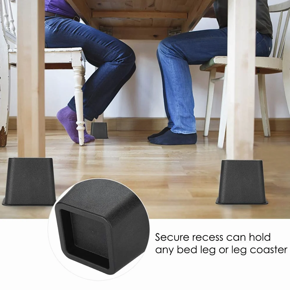 Ejoyous Rialzo per mobili Robusto, 4 Pezzi 5 Pollici (12 * 12 * 10cm) Set di alzate per Piedi di Tavolo Alto Letto Sedia Divano per deposito sotto Il Letto, Alzate per mobili Heavy Duty Resistenti