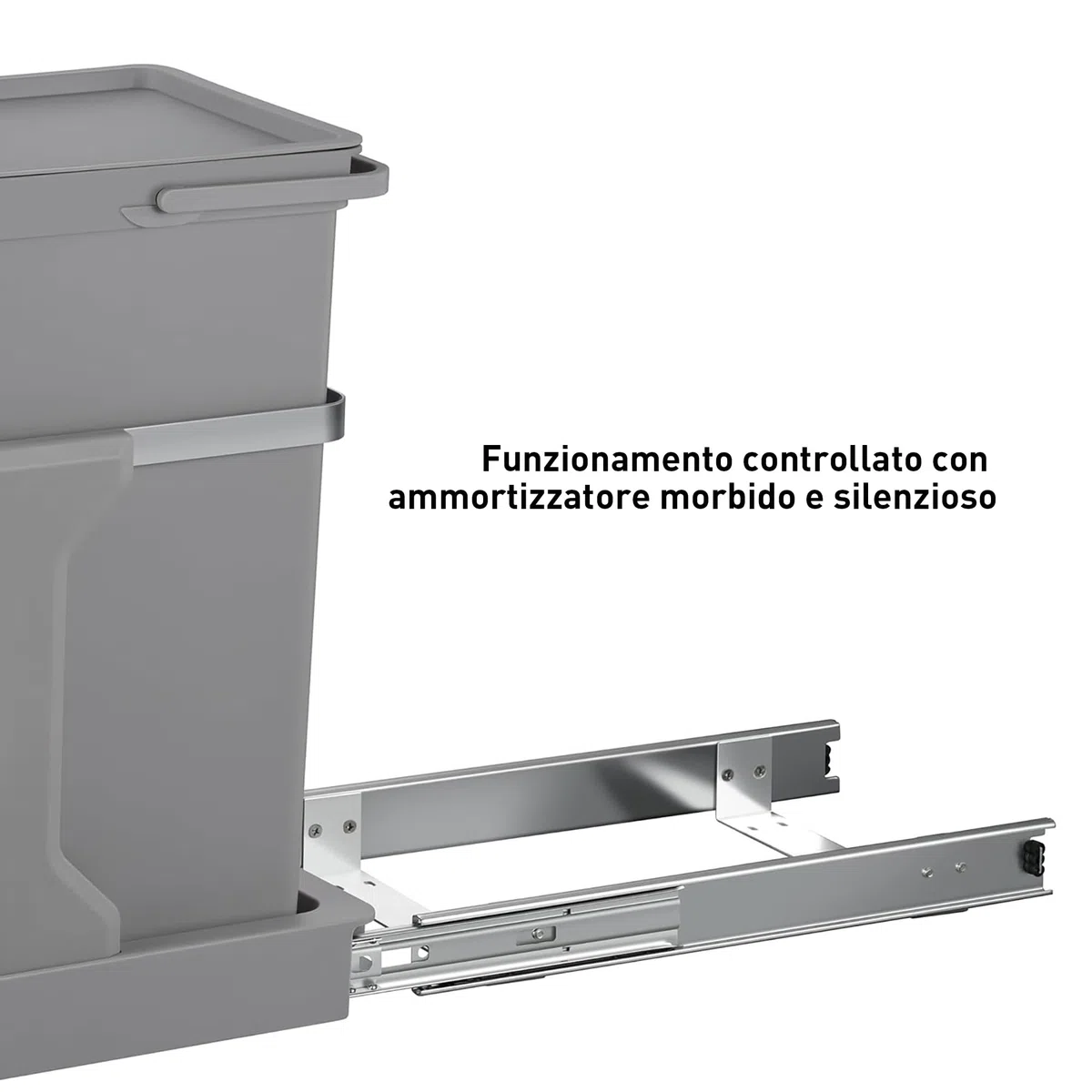 EKO Pattumiera Differenziata 2 Scomparti 20L + 15L Estraibile | Sottolavello con Guide Scorrevoli | Chiusura Silenziosa Compatta