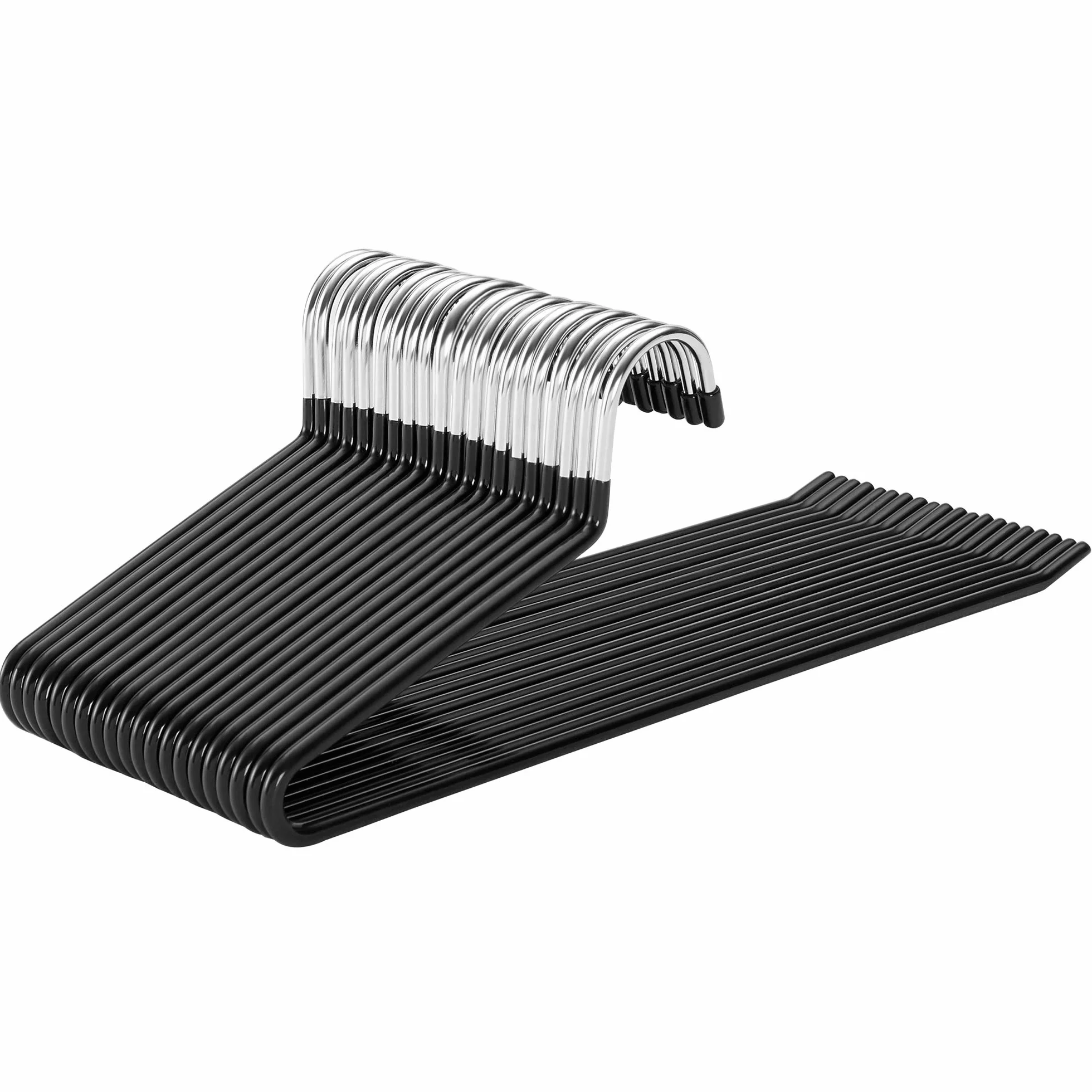 SONGMICS Appendini per Pantaloni, 20 Pezzi, Grucce per Pantaloni in Metallo con Copertura Antiscivolo, Larghezza 38 cm, Salvaspazio, Nero CRI004-20