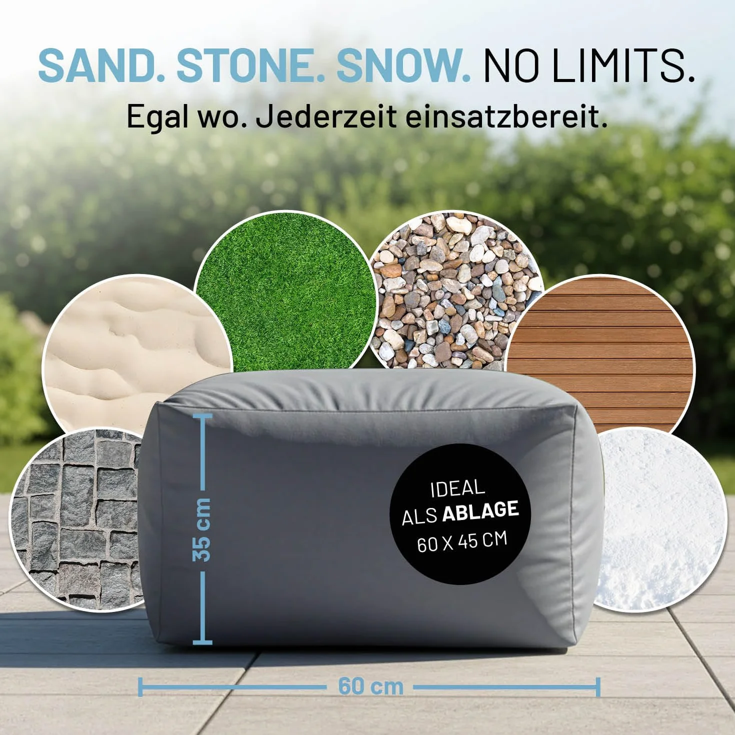 Lumaland Sgabello gonfiabile, ideale per poltrona e divano, poltrona ad aria regolabile, portata fino a 150 kg e impermeabile, 60 x 45 x 35 cm, gonfiabile in spiaggia e così via.